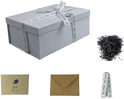 2 מארז קופסת מתנה ריקה בגודל 10 על 7.1 על 4 אינץ ' מתנת יום הולדת מקרטון מתקפלת מכילה כרטיס, סרט, נייר