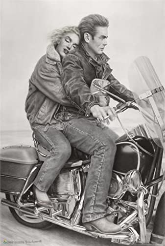 כרזות עקרב ג ' יימס דין & מגבר; מרילין מונרו על פוסטר למינציה אופנוע 24.5 איקס 36.5 סנטימטרים
