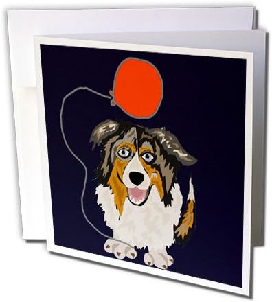 3 רוז מצחיק רועה אוסטרלי גור כלב יום הולדת אמנות-כרטיס ברכה, 6 איקס 6, יחיד