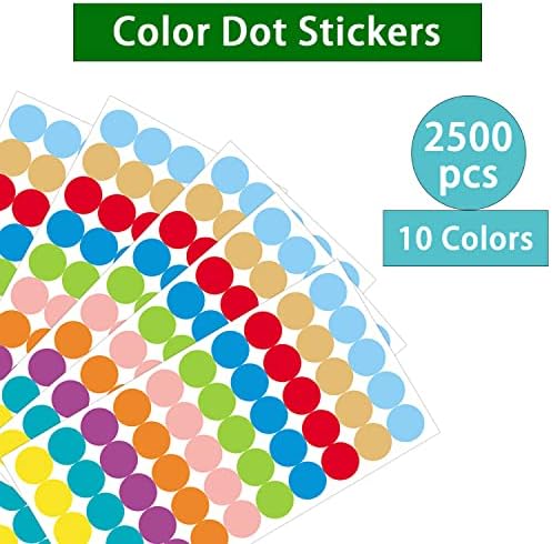 2500 יחידות צבע קידוד תוויות עגול דוט מדבקות, 10 צבע סגנונות תווית קבוע צבע קוד דוט מדבקות, 4.4 איקס