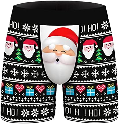גברים של שטוח דק ארוך לנשימה חג המולד הדפסת תחתוני מכנסיים ספורט אופנתי מזדמן ספורט מתאגרפים תחתוני