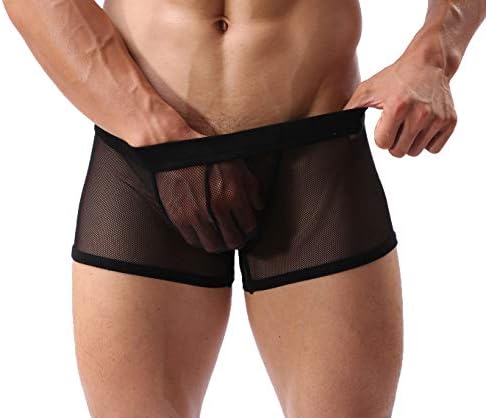 תחתונים סקסיים לגברים תחתונים בוקסר רשת לנשימה רואים דרך הלבשה תחתונה חלולה