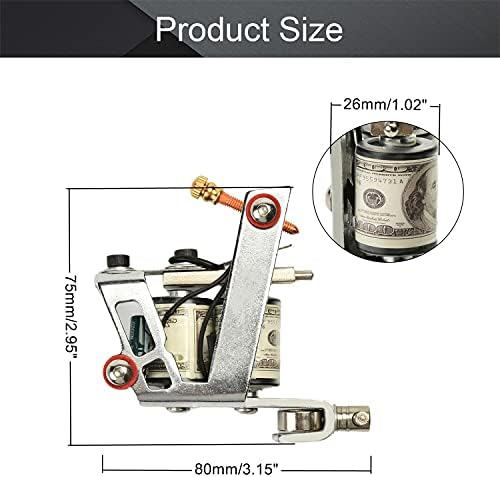 פילקט 8 סלילי עטיפה סגסוגת אבץ מכונת קעקוע מקצועית לצללית אניה כסף 3.3 איקס 3.4 איקס 1.3